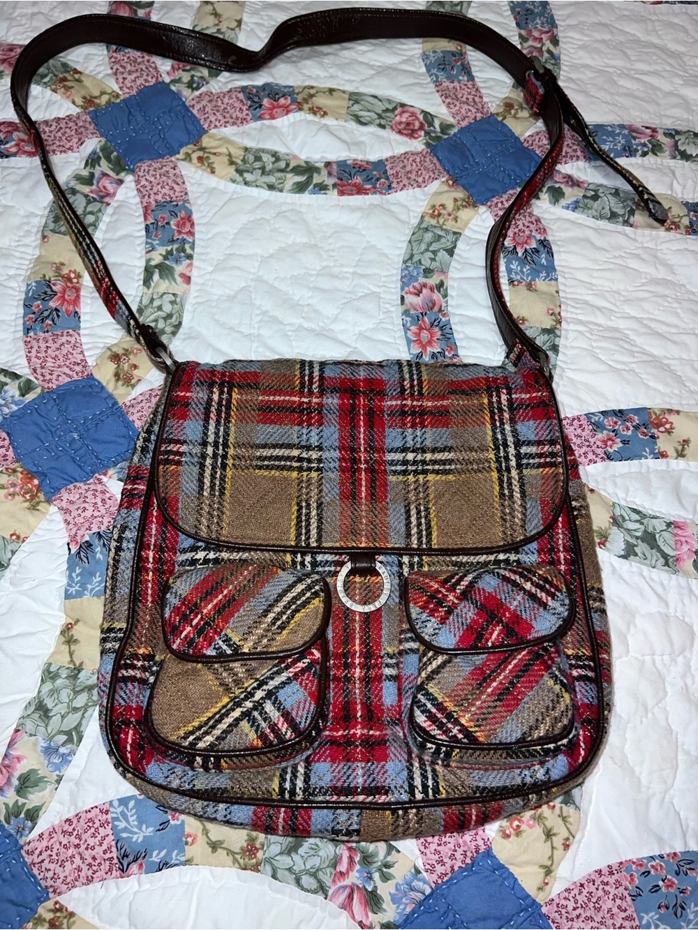 Vera Bradley Highland Plaid Wool Crossbody Saddle Bag - Retired Pattern
